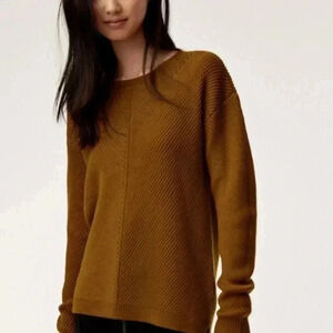 Aritzia Wilfred Isabelli Knit Sweater Orange Yellow Wool